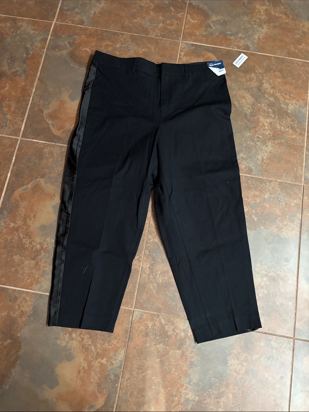 Old Navy Black Cropped Dress Pants with Satin Side Stripe